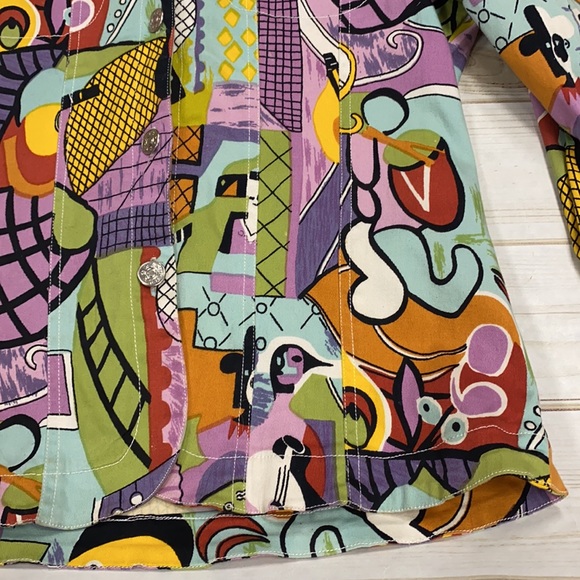 Vintage funky abstract 3/4 sleeve jacket Medium - Picture 3 of 9